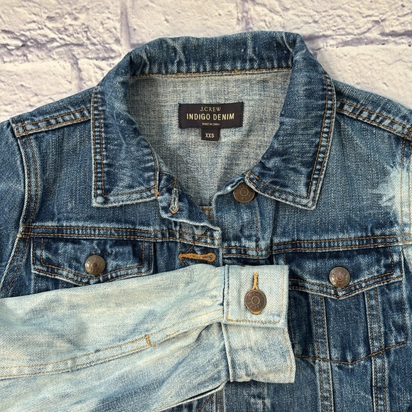 J Crew Indigo Denim Classic Blue Denim Jean Jacket 100% Cotton Size XXS - Picture 1 of 13
